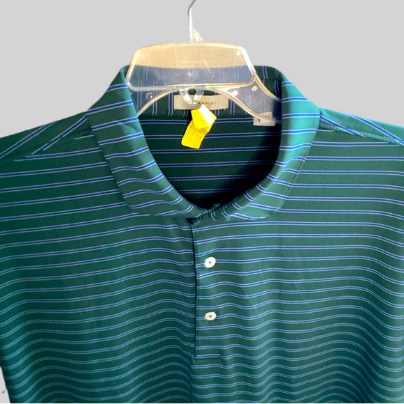 Oliver Ridley 2XL Men’s Polo Shirt Green/Blue Striped Golf EUC - Picture 1 of 12